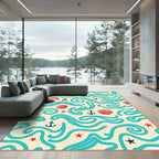 Coastal Blue Wave Shell Anchor Rug