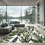 Botanical Lavender and Rosemary Herb Garden Rug