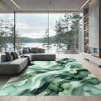 Emerald Green Fluid Brushstroke Rug