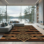Earthy Striped Geometric Diamond Art Rug