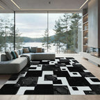 Monochrome Abstract Squared Geometric Art Rug