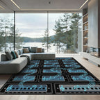 Neon Musical Harmonica Orchestral Grid Rug