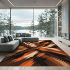 Abstract Burnt Orange and Earthy Brown Brushstroke Rug