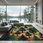 Forest Pine Trees Woodland Landscape Rug