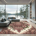 Ornate Rose Pink Floral Medallion Rug