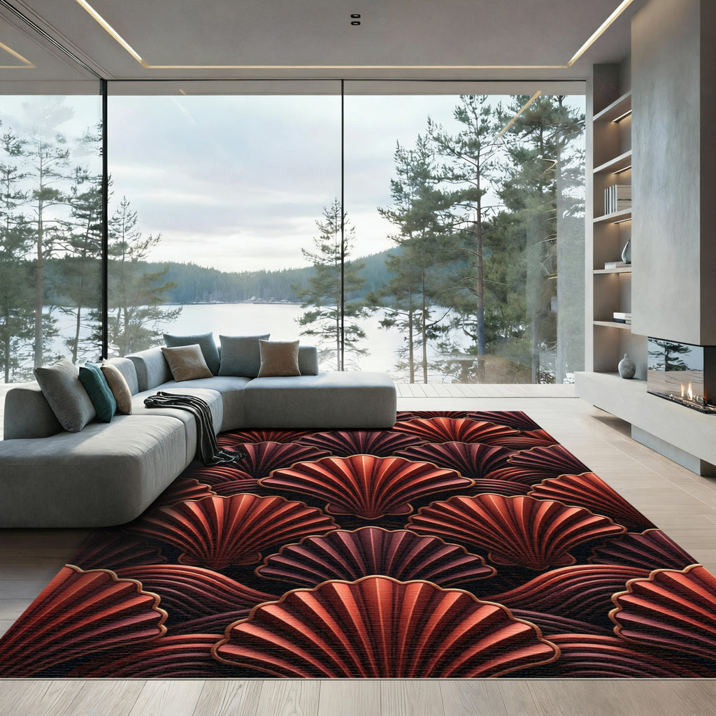 Gilded Amber Fan Wave Rug
