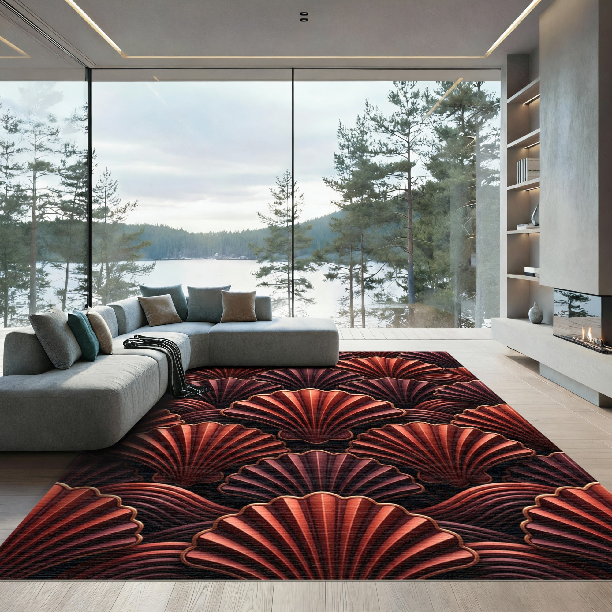 Gilded Amber Fan Wave Rug