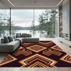 Geometric Amber Aztec Diamond Art Rug