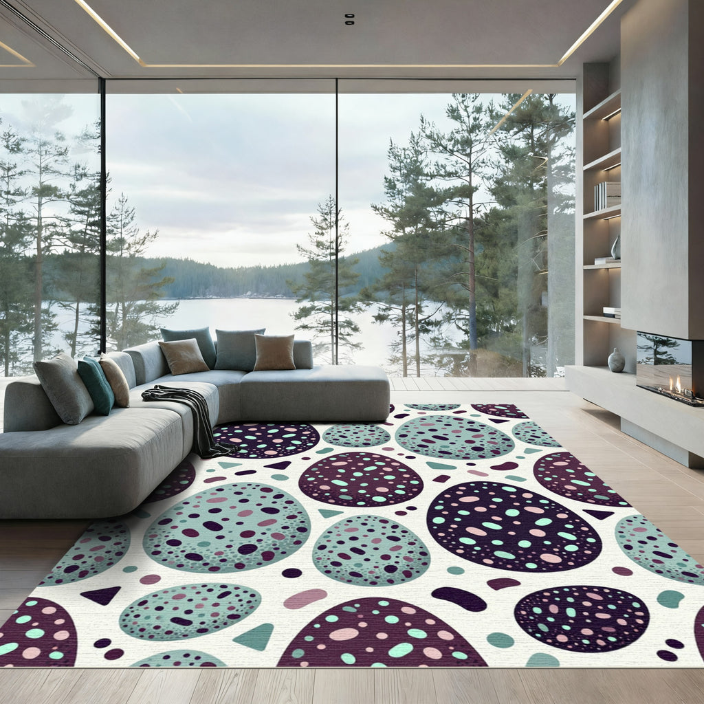 Spotted Indigo Teal Speckled Easter Egg Rug