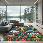 Romantic Regency Couple Floral Damask Rug