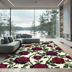 Gothic Crimson and Plum Rose Bloom Rug