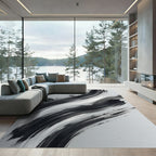 Monochromatic Abstract Charcoal Sweep Rug