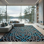 Blue and Silver Intricate Celtic Knotwork Rug