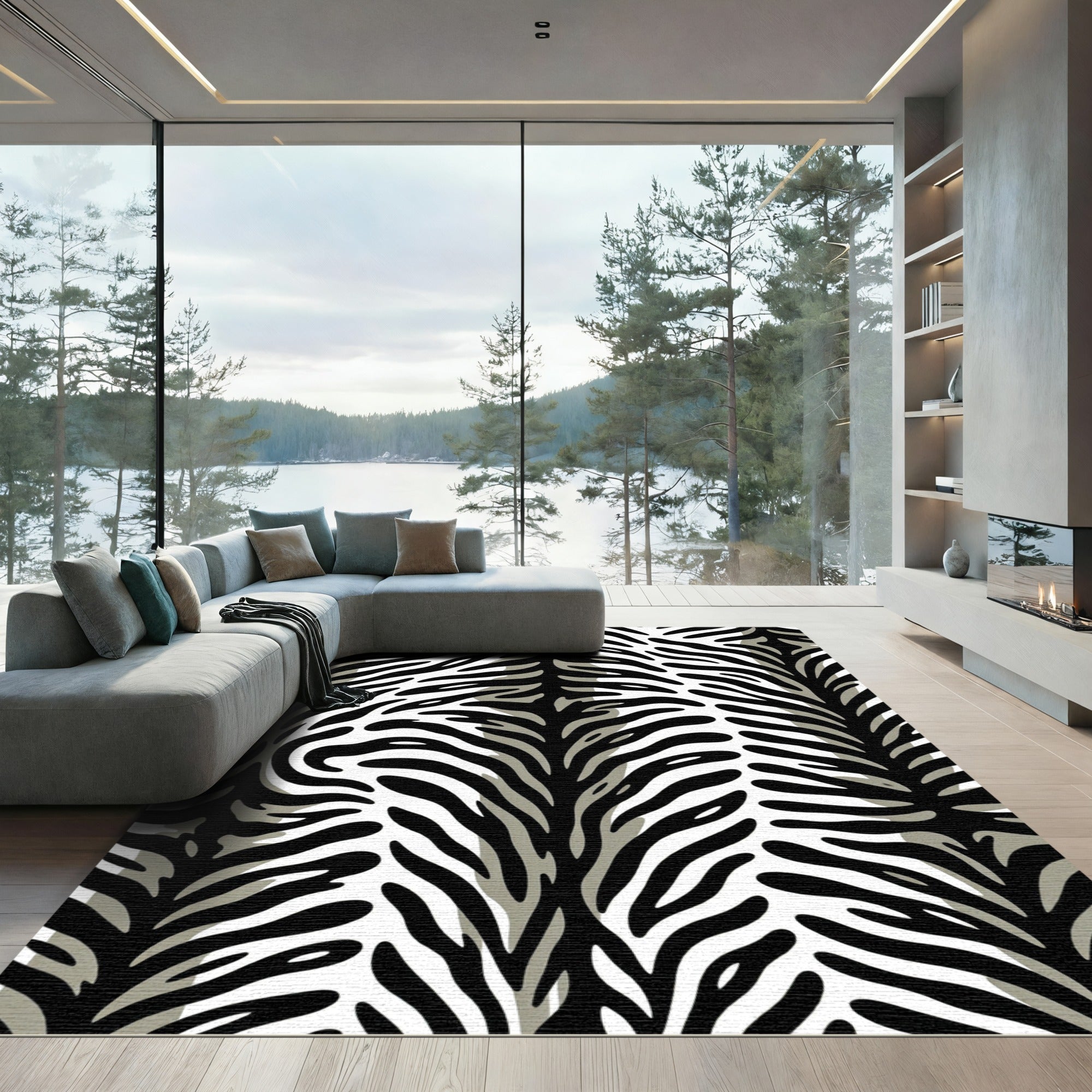 Black White Zebra Stripe Rug