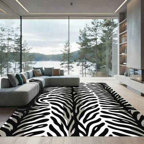 Black White Zebra Stripe Rug