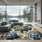 Vintage Blue White Hydrangea Bouquet Rug