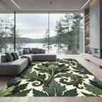 Botanical Forest Green Acanthus Leaf Damask Rug