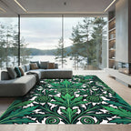 Emerald Green Acanthus Leaf Swirls Rug