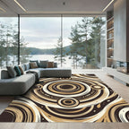 Brown Earthy Concentric Circles Rug
