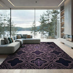 Deep Plum Arabesque Floral Medallion Rug