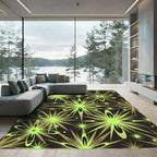 Midcentury Atomic Lime Green Starburst Rug