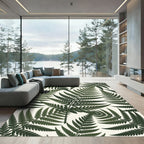 Lush Emerald Tropical Fern Forest Rug
