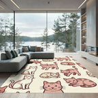 Playful Blush Pink Cat Illustration Rug