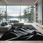 Monochromatic Mountain Peak Range Graphic Rug