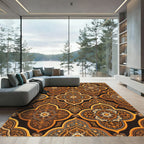 Aged Gold Arabesque Medallion Rug