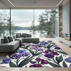 Purple Sweet Pea Chintz Botanical Illustration Rug