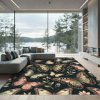 Whimsical Cream Butterfly Garden Botanical Rug
