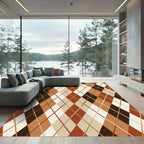 Earthy Brown Argyle Geometric Diamond Rug