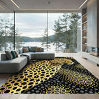 Glamorous Gold Leopard Geometric Art Rug