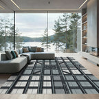 Industrial Grid Architectural Steel Gray Rug