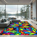 Vibrant Stained Glass Maple Leaf Art Rug