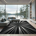 Modern Grey Burst Abstract Rug