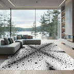 Black and White Abstract Polka Dot Rug