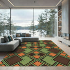 Midcentury Geometric Earth Tone Diamond Rug