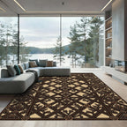 Rich Brown Floral Lattice Accents Rug