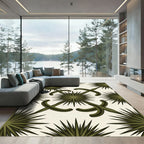 Olive Green Geometric Starburst Curvilinear Rug