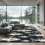 Monochromatic Striped Perch Fish Illustration Rug