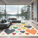Playful Multicolored Hearts Scattered Art Rug