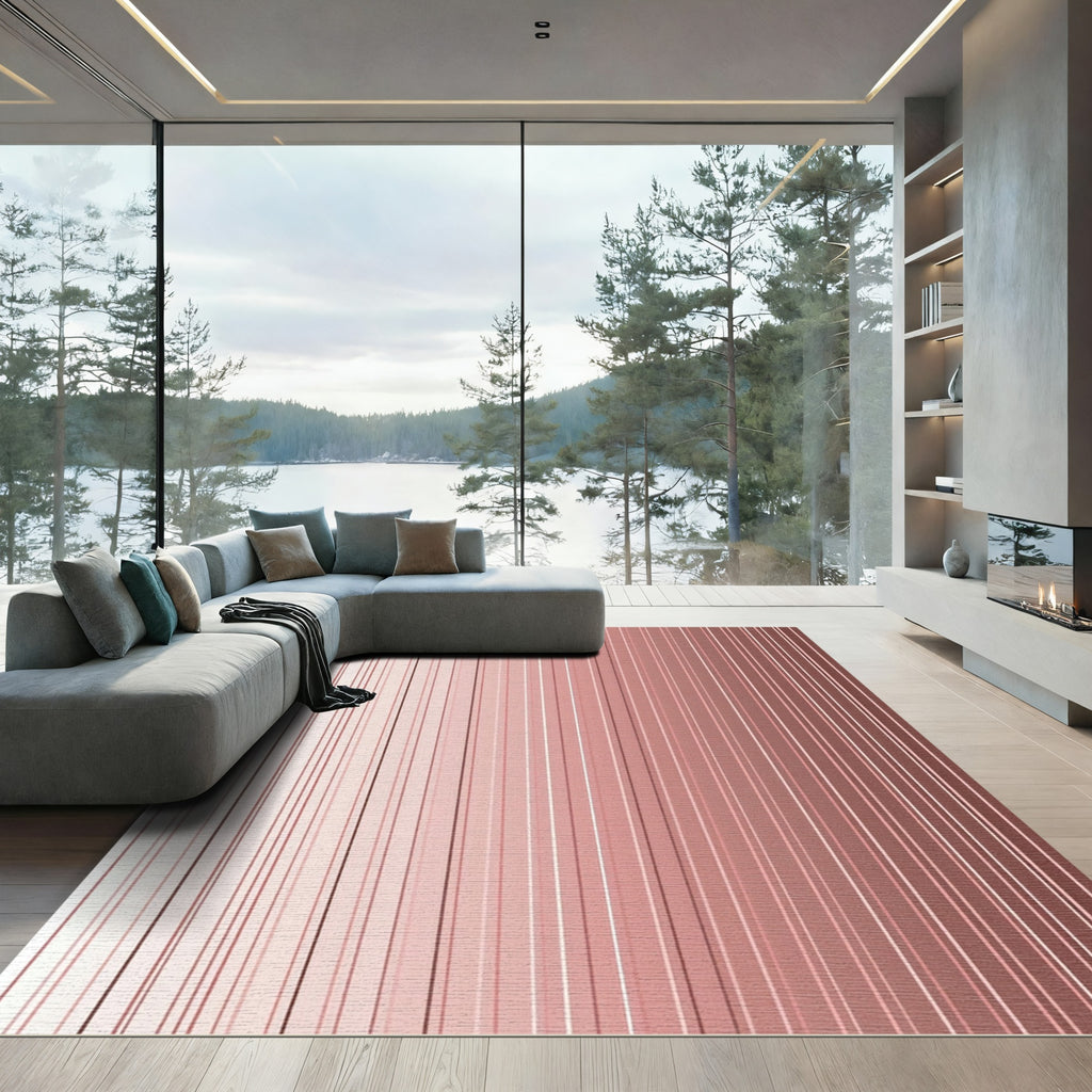 Rose Gold Vertical Stripe Gradient Rug