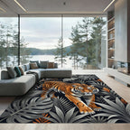 Striking Orange Tiger Lush Jungle Art Rug