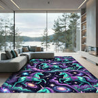 Celestial Teal Unicorn Galaxy Night Rug