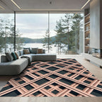 Blush Pink Intersecting Geometric Trellis Rug