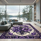 Elegant Violet Lily Botanical Art Rug