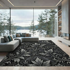 Antique Silver Leaf Scrollwork Rug