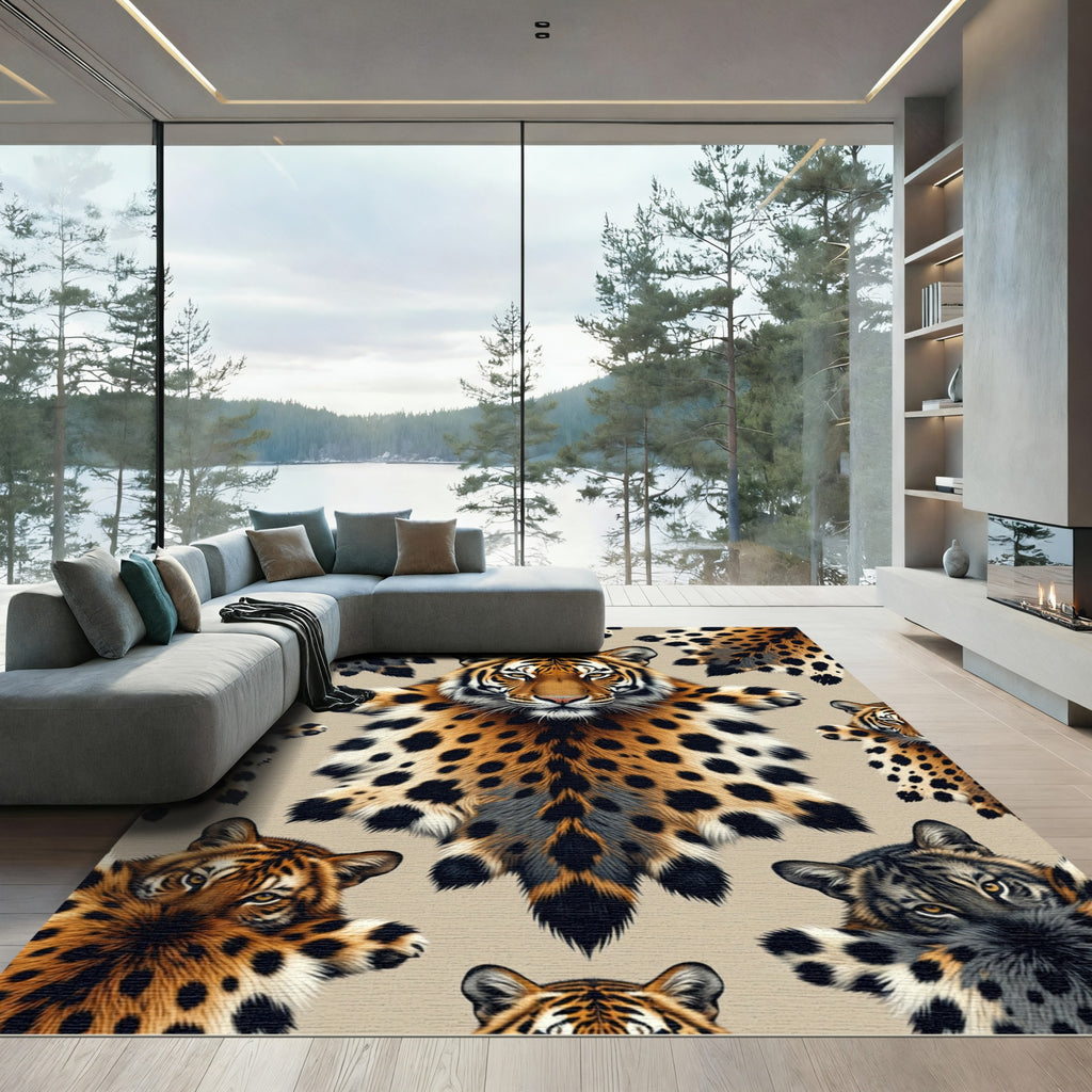 Bold Tiger Leopard Fusion Animal Art Rug