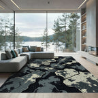 Abstract Cracked Concrete Dark Industrial Art Rug